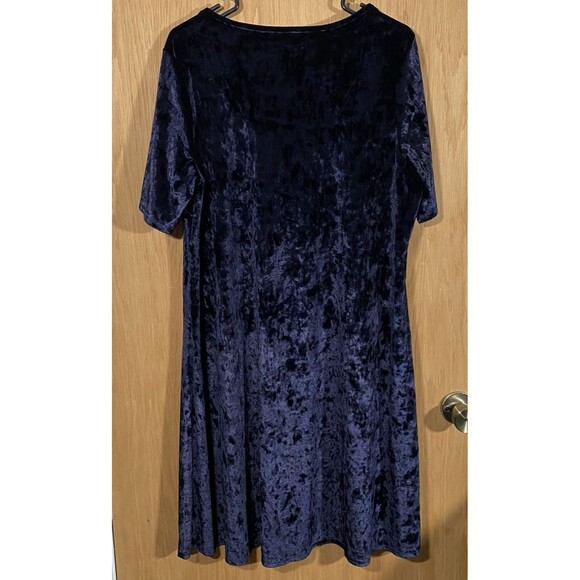 Westport 1962 Women's Plus 1X Navy Crushed Velvet Dress WhimsiGoth FairyGrunge - Picture 2 of 8